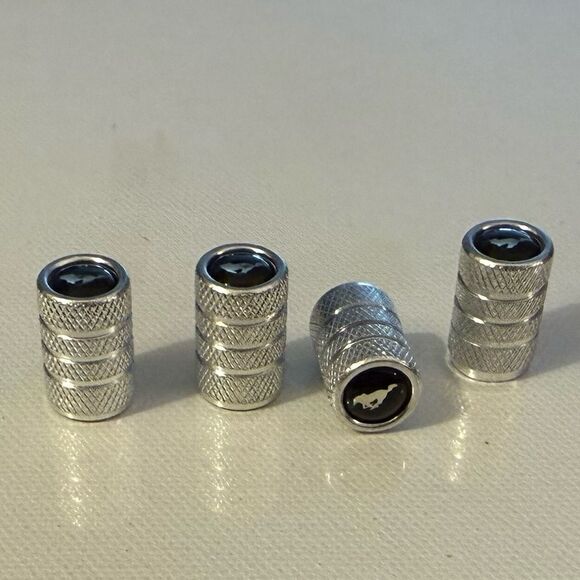 Mustang Valve Stem Caps in Silver Set of 4 NWT - Picture 3 of 4
